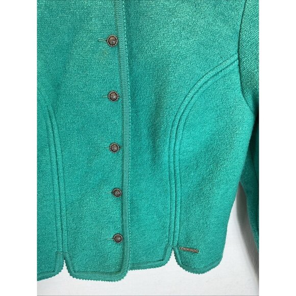 Geiger Sweater‎ Womens 42 Green Boiled Wool Jacket Austria Cardigan Cottage Vtg - Picture 2 of 9